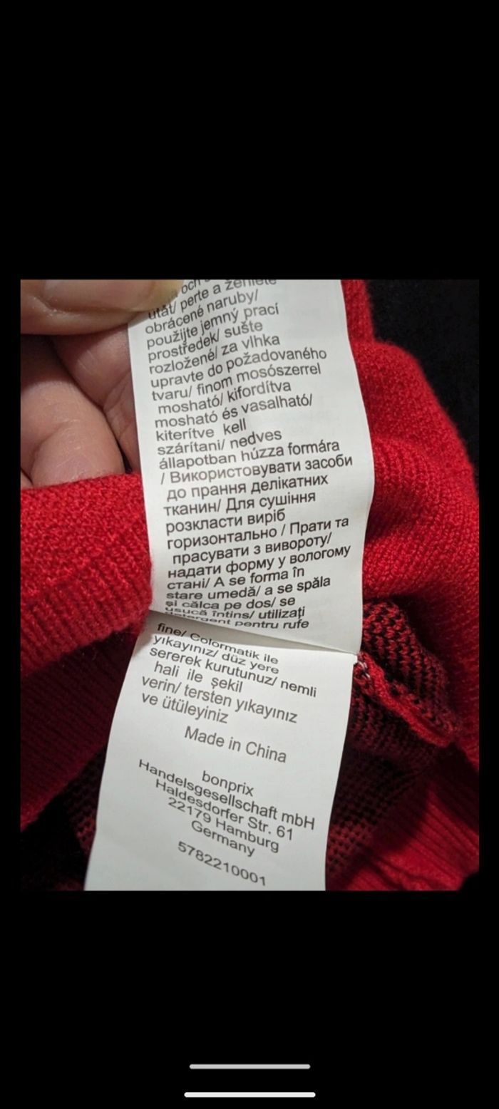 Beau pull hiver Bodyflirt rouge et noir. Taille 38 - photo numéro 6