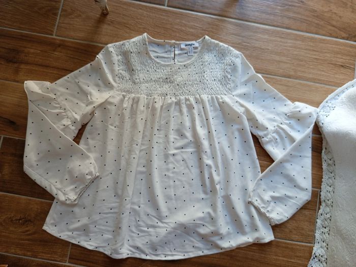 Blouse blanche a pois noirs Jennyfer t.S