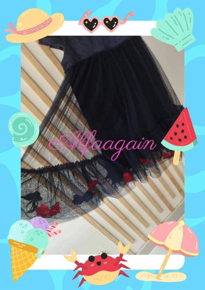 Robe velours tulle bleue original marines 7/8ans - photo numéro 9