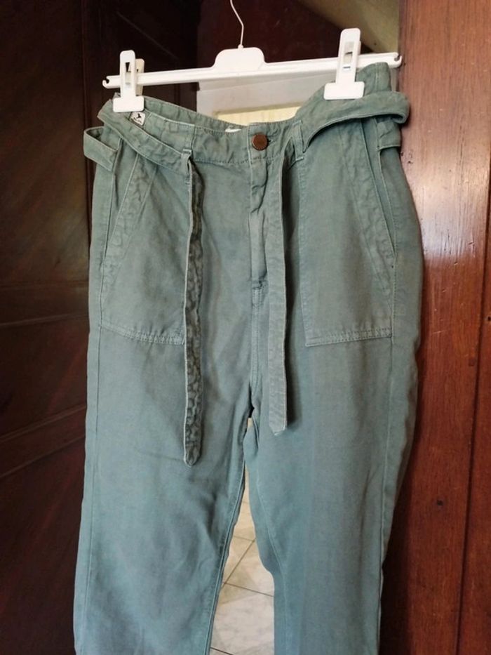 Pantalon kaki passants poches coton vintage S/36 - photo numéro 3