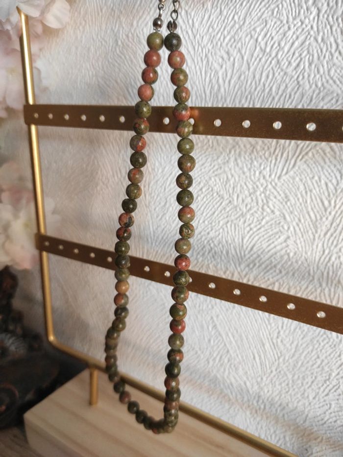 📿 Collier en perles naturelles – Unakite (unité ronde) - photo numéro 2