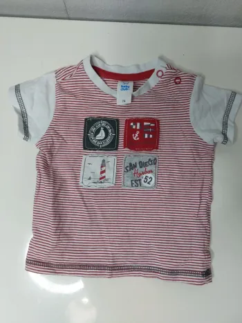 Tee-shirt rayé rouge et blanc imprimé "Baby club"