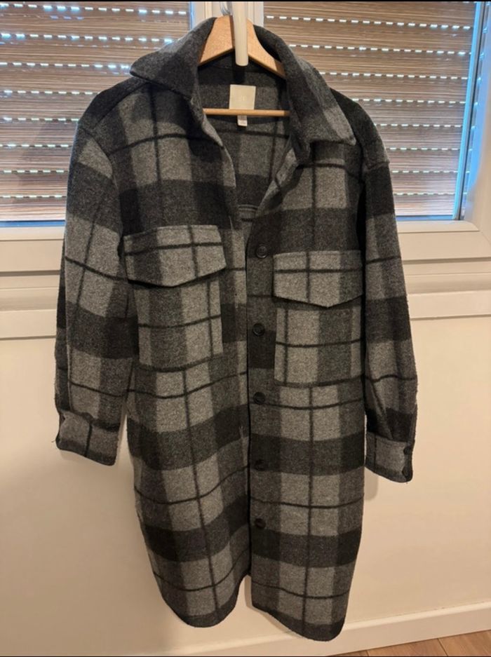 Veste longue à carreaux