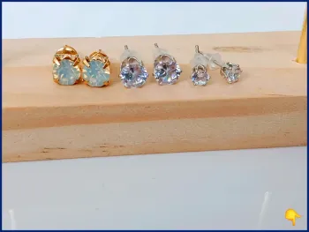 Lot 3 paires clous d’oreilles brillants – minimaliste chic