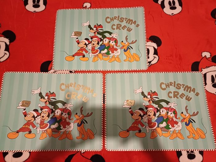 🧸Lots de 3 sets de table Disney Mickey sur le thème de Noël