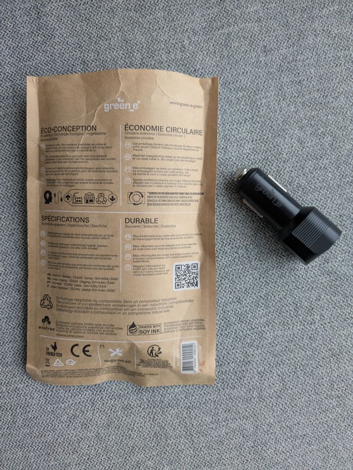 Chargeur allume-cigare USB 24W noir ( neuf ) - photo numéro 3