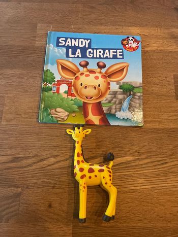 Livre collection Les animaux du zoo Sandy la girafe avec une figurine girafe