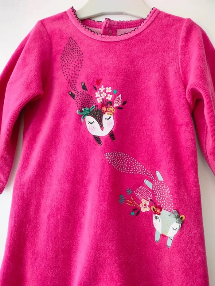 (a) Pyjama velours rose Catimini 12mois - photo numéro 3