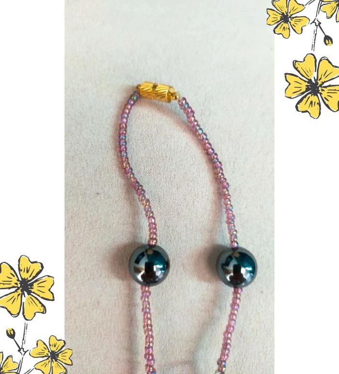 Collier fait main perles polymère & cœur doré – Collection Reflets de Lavande - photo numéro 5