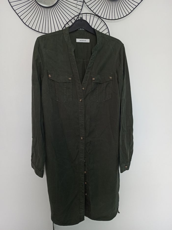 Robe chemise vert kaky