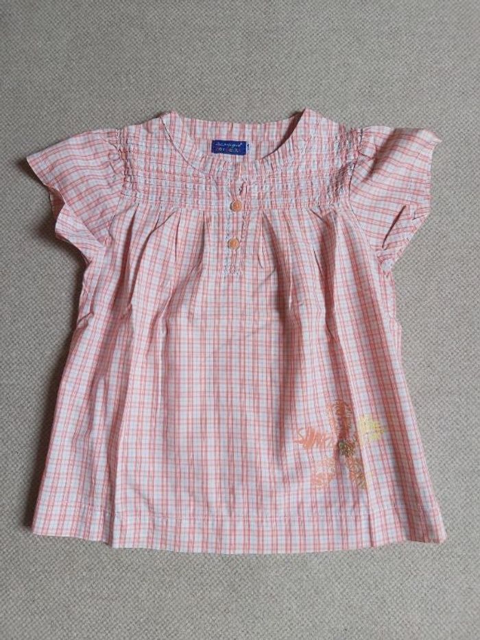 Blouse rayée orange et turquoise fantaisie 10 ans - La Cie des petits