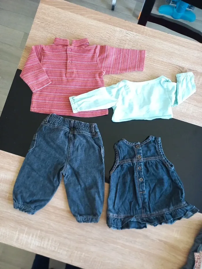 Jean's robe et 2 hauts bébé fille 6 mois - photo numéro 5