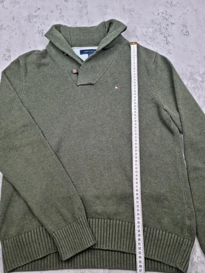 Pull col châle Tommy Hilfiger kaki L Hommes - photo numéro 10