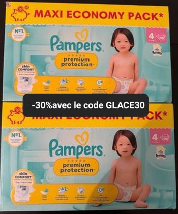Deux cartons de couches Pampers taille 4 preuim