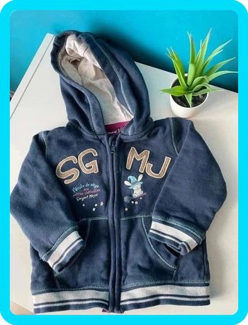 🎈Sweat zippé à capuche Sergent Major - Taille 6 mois - Parfait État!💫