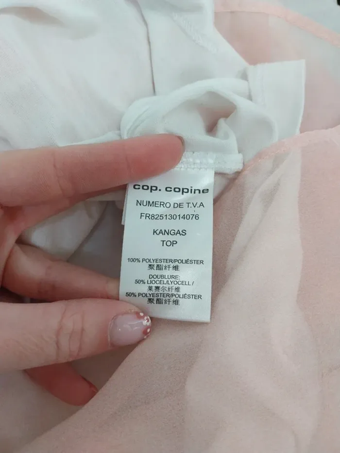 Débardeur rose et blanc Cop Copine 38 - photo numéro 5