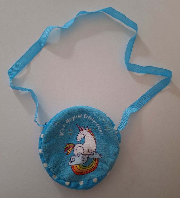 Sac à bandoulière  en velours imprimé licorne pour petite fille