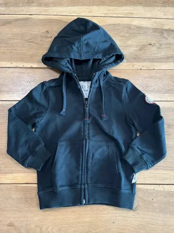 Sweat à zip et capuche noir French Terry 18.18