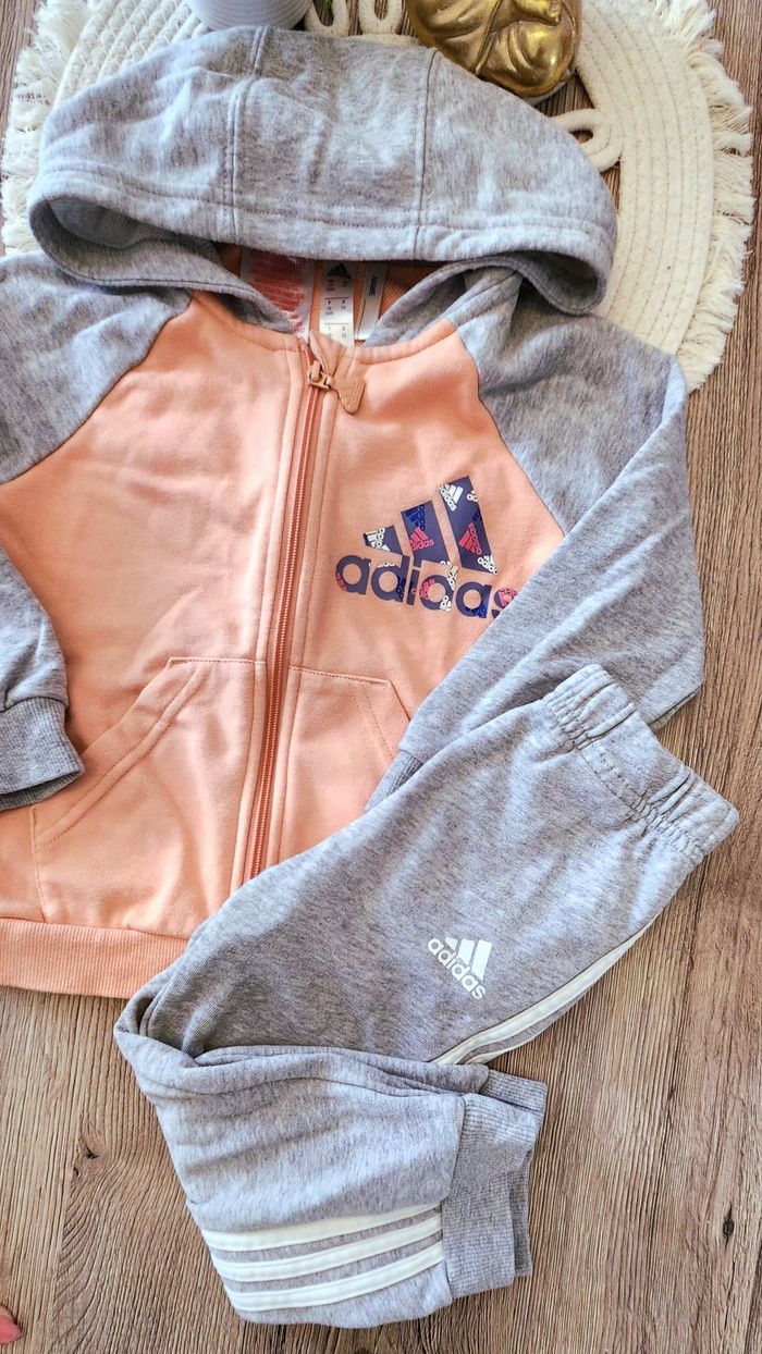 Ensemble Fille 18/24mois Adidas Gris Abricot - photo numéro 3
