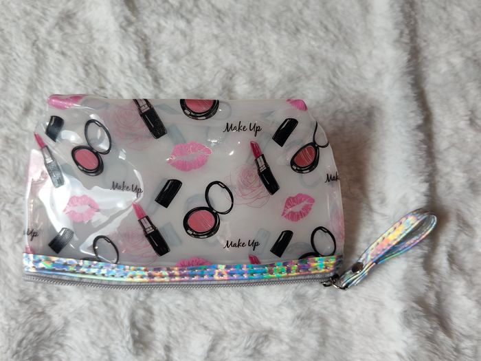 Trousse transparente Make Up grise – maquillage voyage 19x10 cm - photo numéro 4
