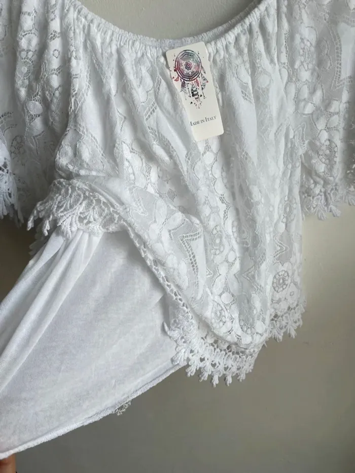 Haut dentelle blanche doublé - photo numéro 5