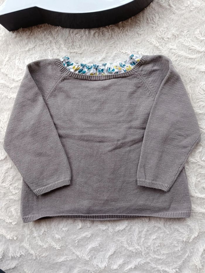 Tunique manches longues style gilet Fille 12 mois fleurs Obaïbi 100% coton - photo numéro 7