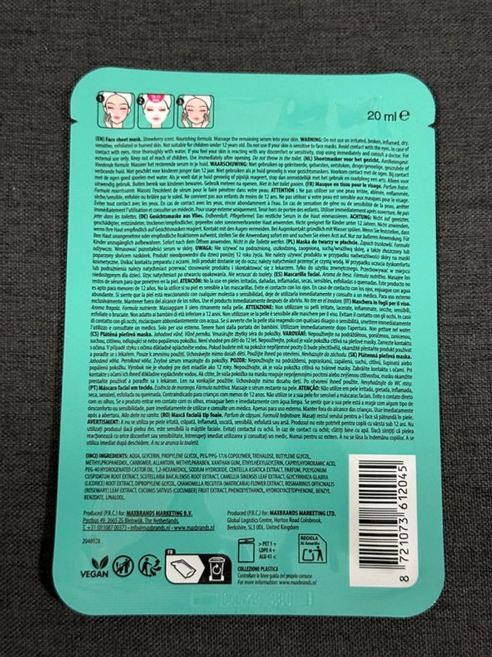 Masque Visage en Tissu Vegan Cotton Candy Fraise Neuf - photo numéro 4