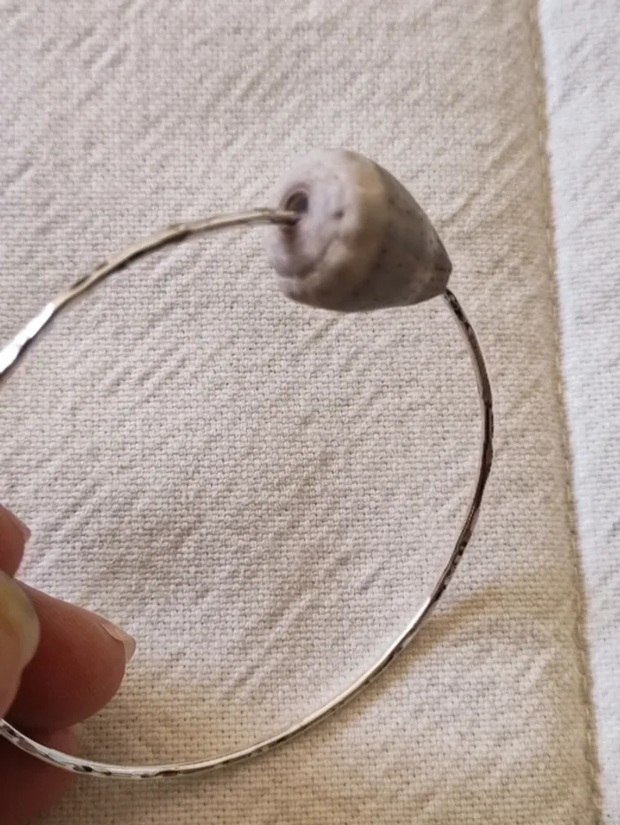 🐚 bracelet jonc argent et coquillage pièce unique 🌺Hawaï 👄 - photo numéro 9