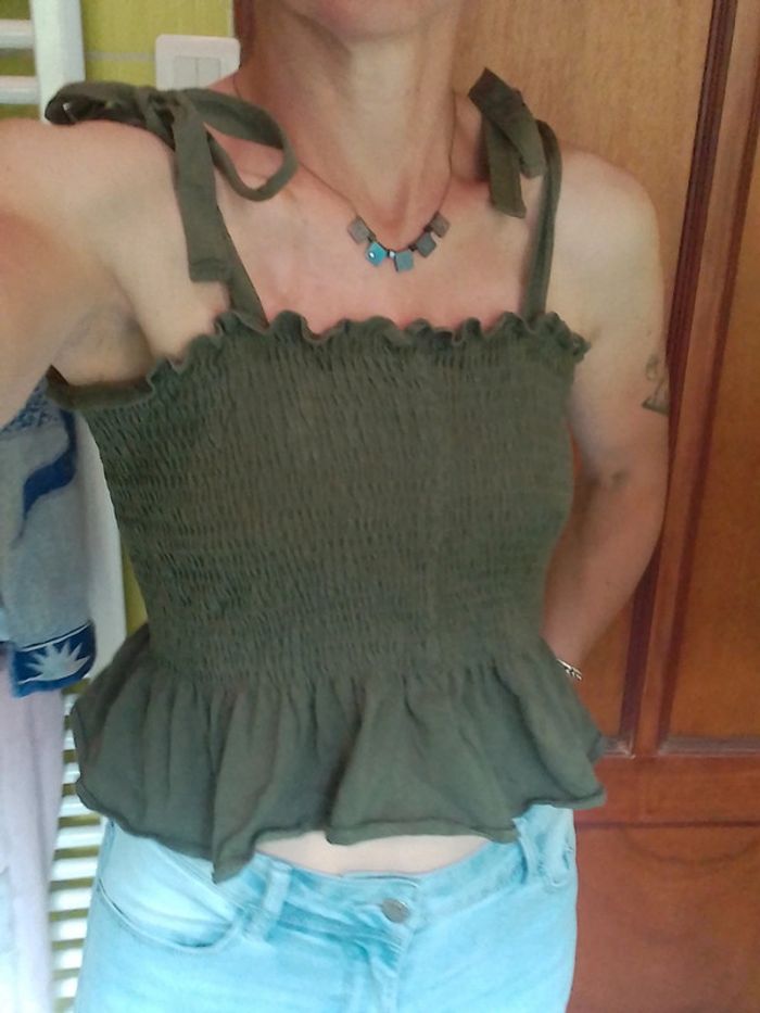 Bustier femme à bretelles femme vert kaki H&M - photo numéro 2