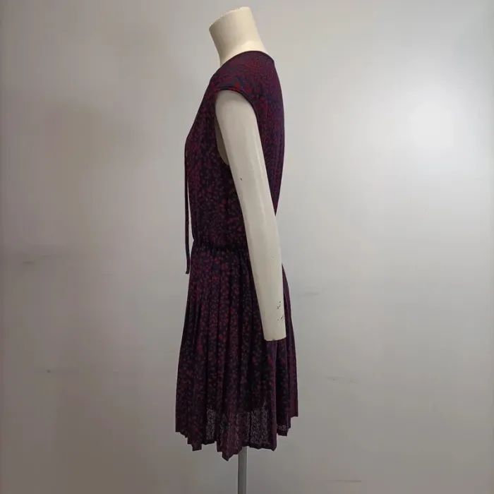 Robe bleue à motifs rouge Promod col en V - taille M robe mi-longue - A150 - photo numéro 2