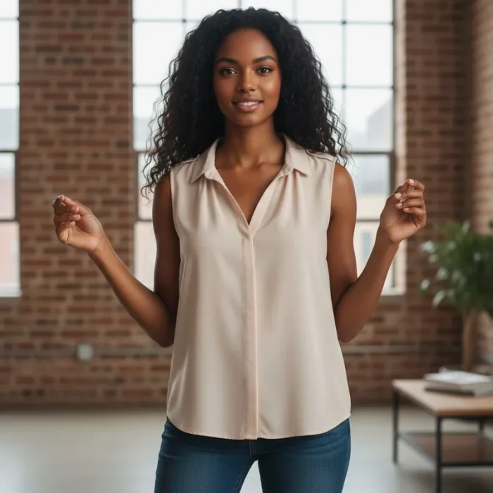 Blouse fluide sans manche rose poudré Monoprix Femme taille 40