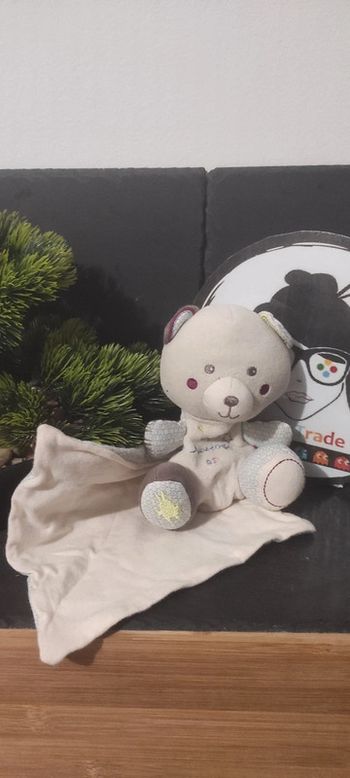 doudou ours mouchoir sucre d'orge bio  beige rond bleu rouge vert marron Étoile