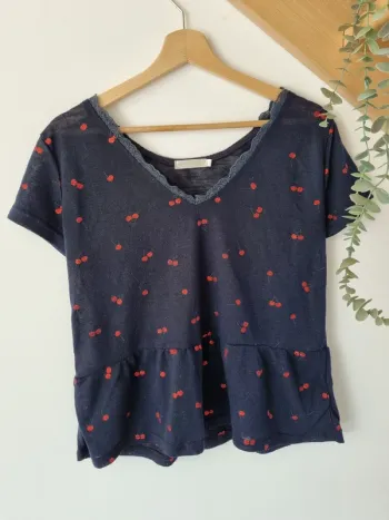 Tee shirt "bleu à cerises" SEASON