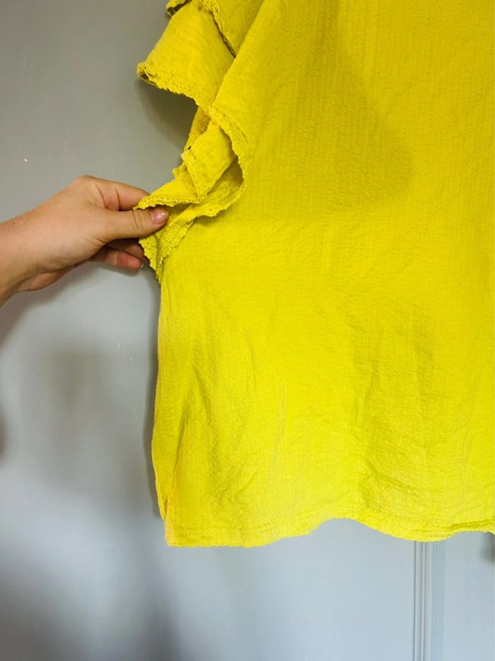 Magnifique blouse manches courtes en coton à volants • camaïeu • taille XL - photo numéro 2