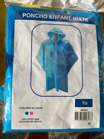 Poncho enfant bleu taille unique