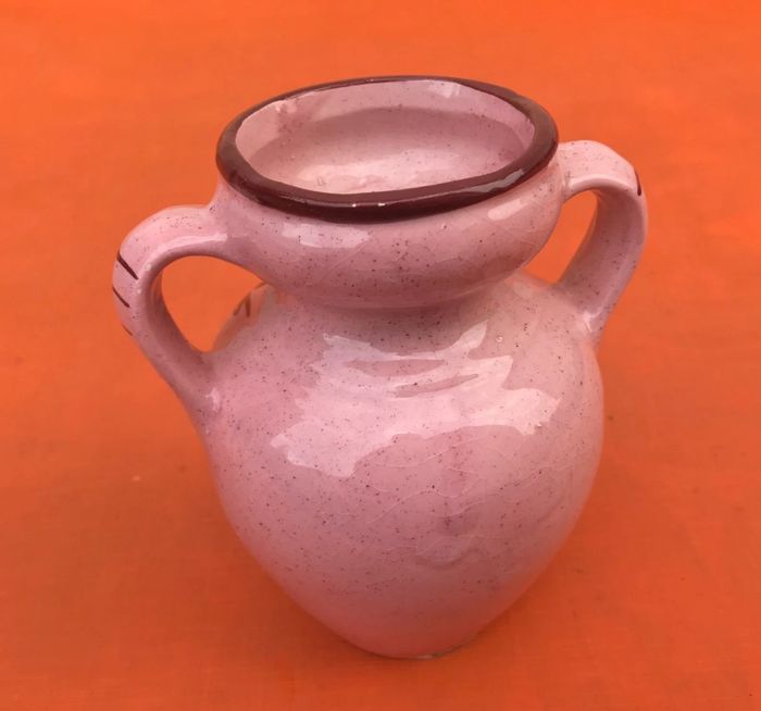 Ancien vase   Céramique émaillée   Décor floral - photo numéro 5