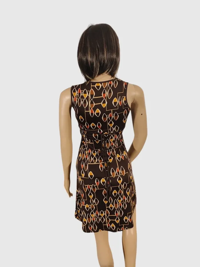 Robe mini marron T.U. Polyester - Imprimé géométrique - Très bon état - photo numéro 4