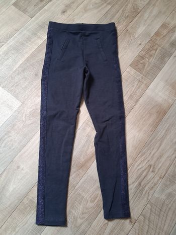 Pantalon fille jegging bleu marine à bandes brillantes 6 ans