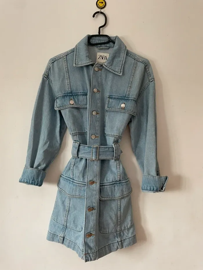 Robe en jean Denim Zara avec ceinture taille XS - photo numéro 16