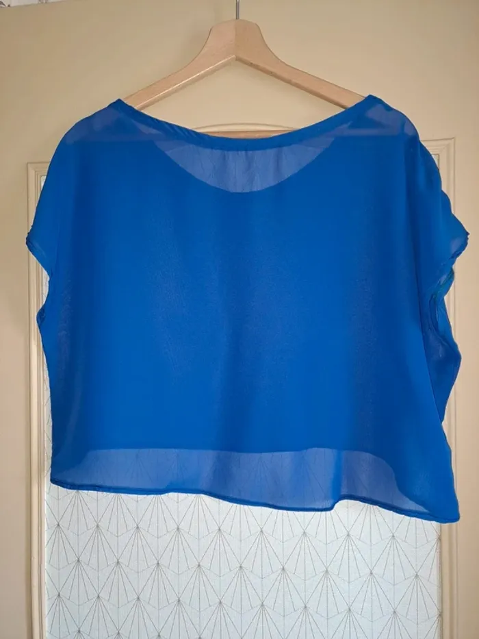 Petit haut femme Fluide bleu transparent sans étiquette Tu tbe - photo numéro 2