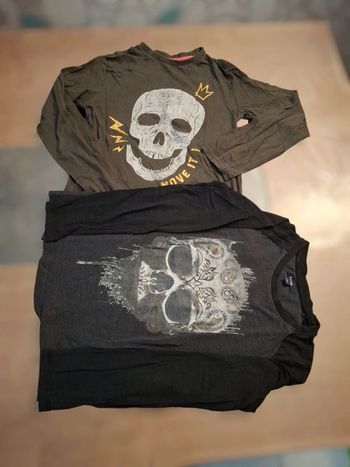 2 tee-shirt manche longue tête de mort 💀