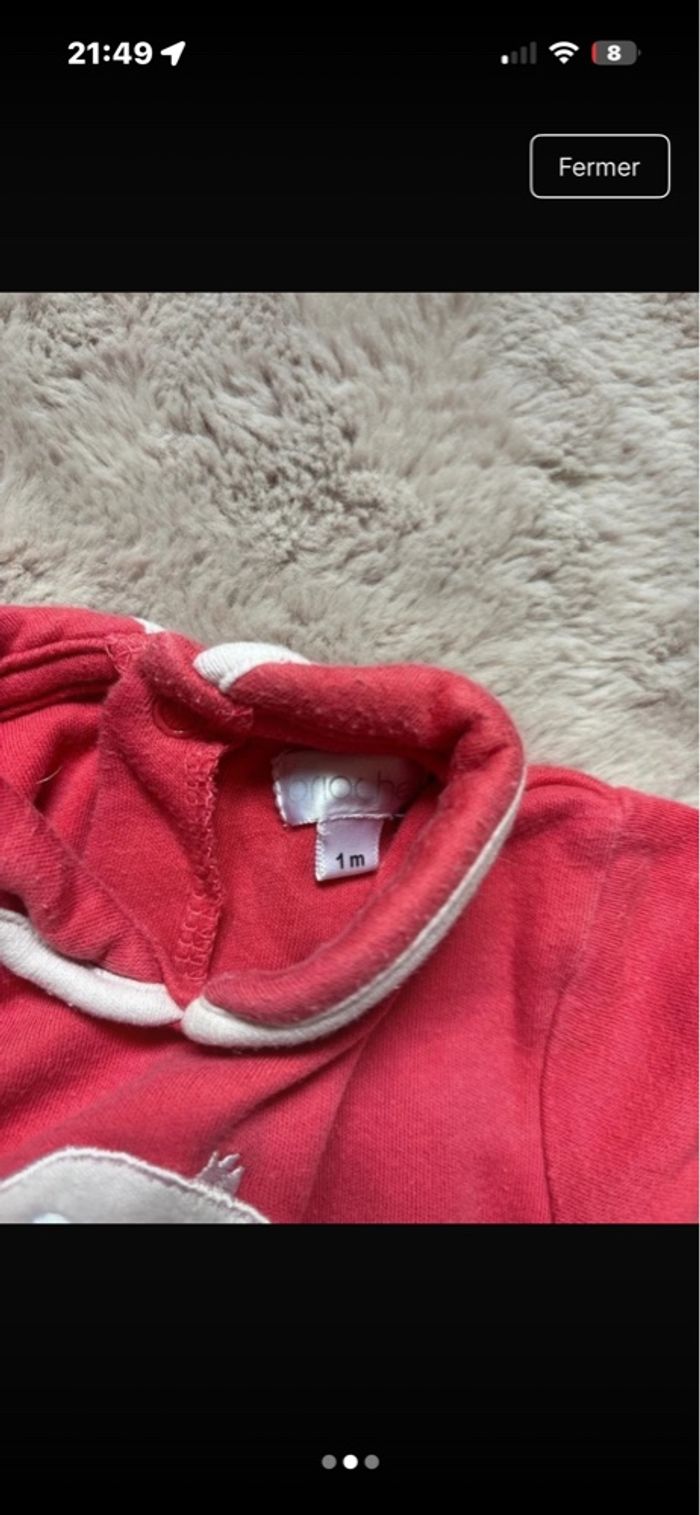 Pyjama bébé 1 mois velours rose 🐥 ultra doux, TBE - photo numéro 2