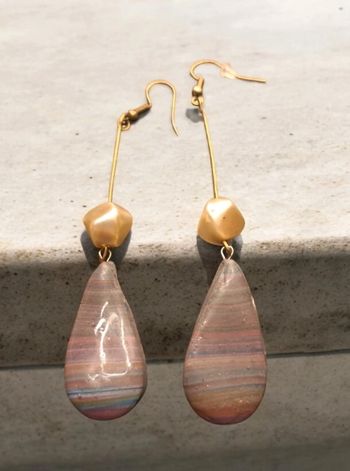 Boucles d'oreilles pendante avec pâte polymere multicolore bariolé