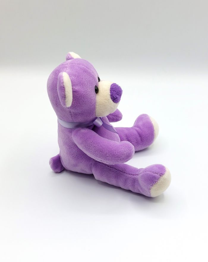 Petite peluche ours mauve violet blanc ESPRIT PROVENCE OUR01 nœud doudou 14 cm - photo numéro 4
