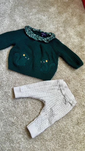 Ensemble Sergent Major – 3 mois – haut vert & bas blanc