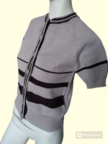 Gilet cardigan fait main retro vintage cottage country core shabby