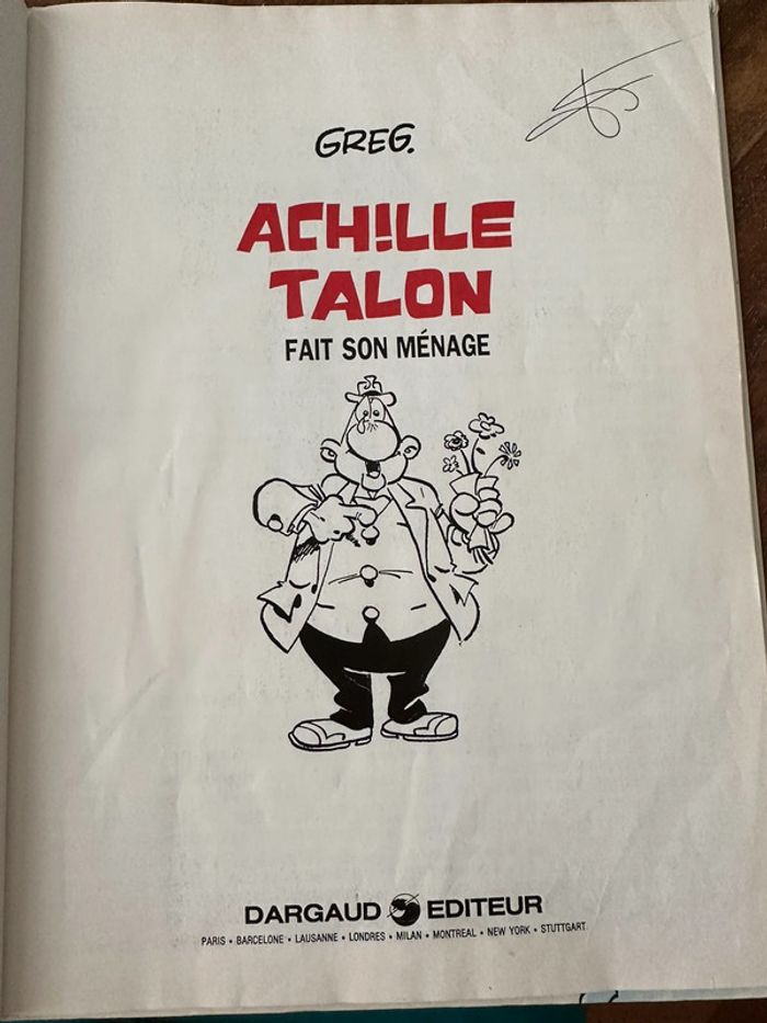 Bd vintage ancienne livre Achille Talon fait son ménage Shell Greg été - photo numéro 3