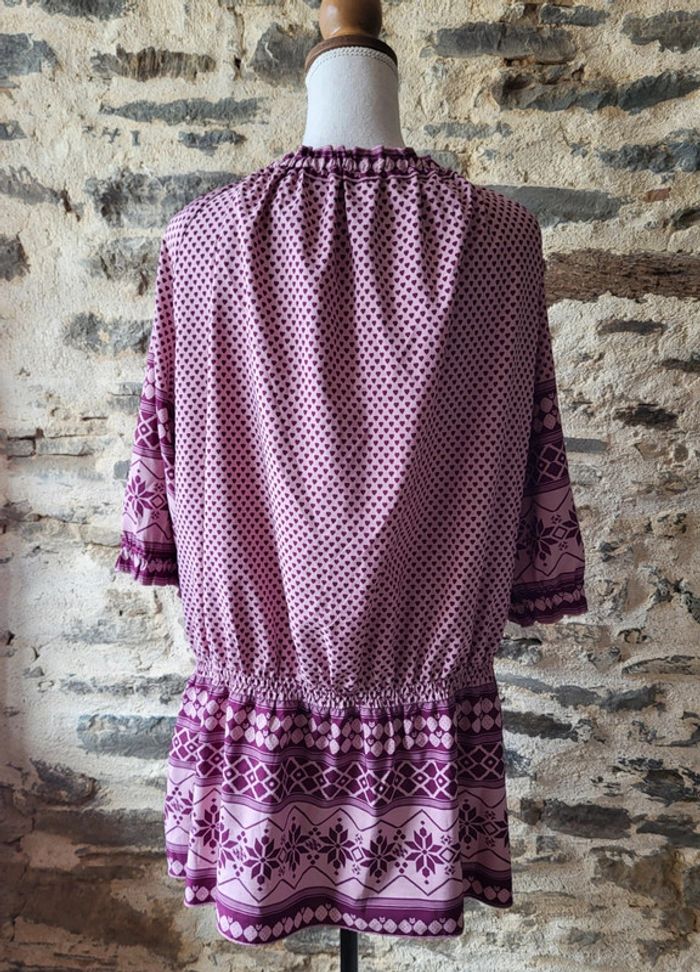 Blouse manches courtes mauve violet motifs cœurs Blancheporte Taille 54 - photo numéro 7