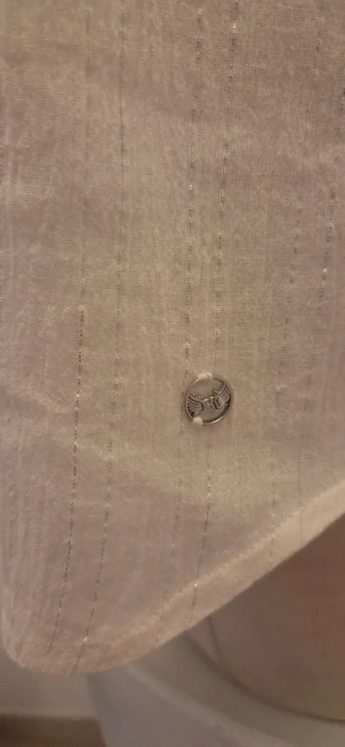 Blouse Kaporal blanche avec fils argentés – Taille M - photo numéro 7
