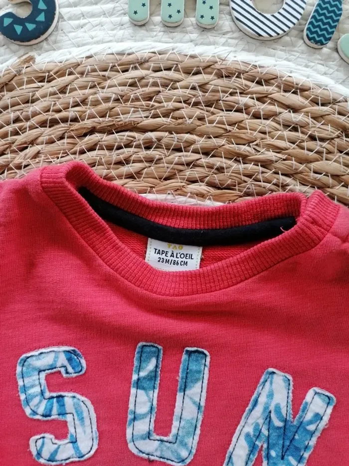 Sweat corail à motifs - Tape à l'oeil - 23 mois - photo numéro 2